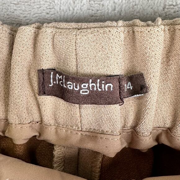 J McLaughlin Pants Womens 14 Tan Plus Straight Leg Trouser Elastic Waist Career - Picture 7 of 14